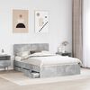 vidaXL Cadru de pat cu headboard Gri Beton 150 x 200 cm Lemn prelucrat