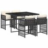 vidaXL Set mobilier de grădină cu perne, 5 piese, negru, poliratan