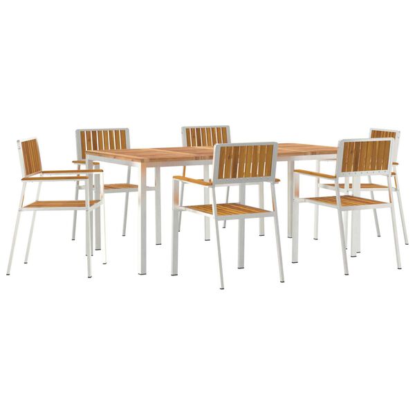 vidaXL Set dining pentru exterior 7 pcs Maro Lemn Solid de Acacia