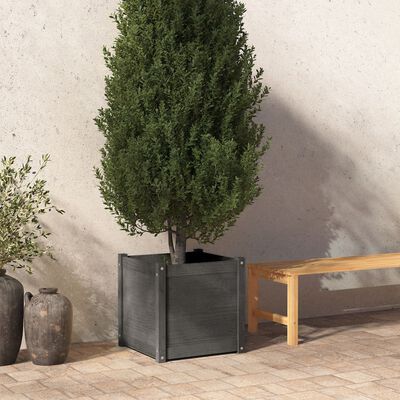 vidaXL Jardinieră de grădină, gri, 50x50x50 cm, lemn masiv de pin