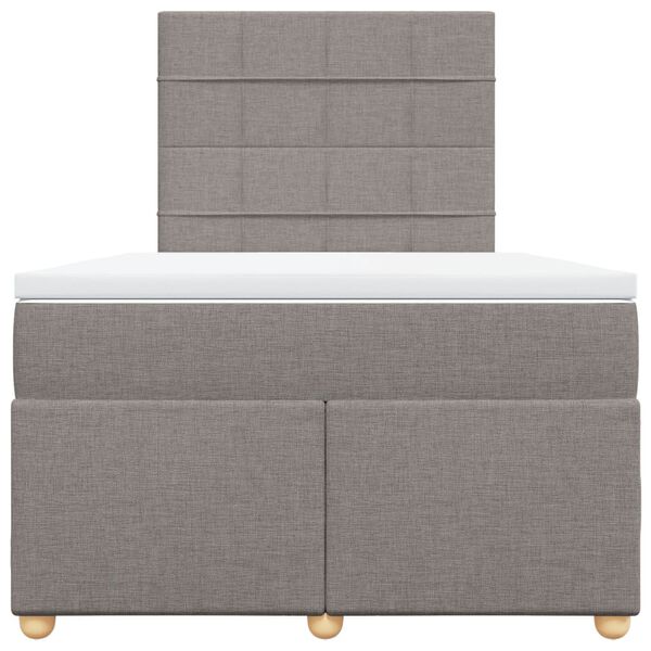 vidaXL Pat box spring cu saltea, taupe, 120x190 cm material textil