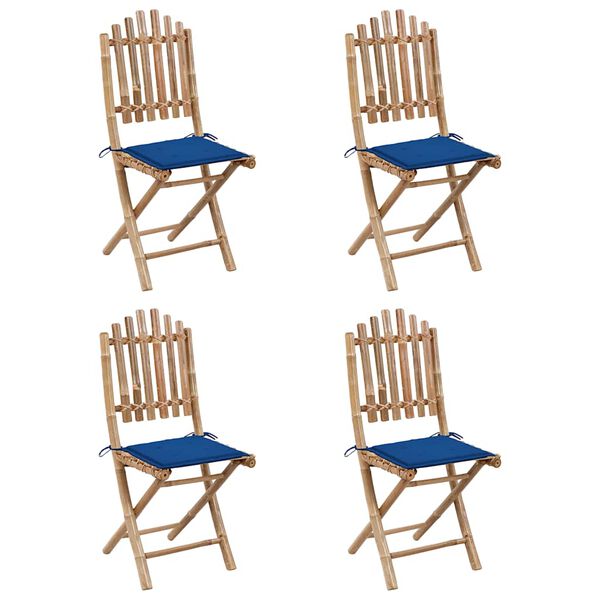vidaXL Set mobilier de exterior pliabil, cu perne, 5 piese, bambus