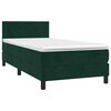 vidaXL Pat box spring cu saltea, verde &icirc;nchis, 90x200 cm, catifea
