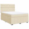vidaXL Pat box spring cu saltea, crem, 140x200 cm, textil