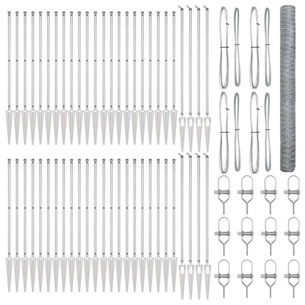 vidaXL St&acirc;lp de gard. Argintiu 100 x 1,6 m (plasă de 50 mm) Oțel