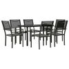 vidaXL Set mobilier de grădină, 7 piese, negru, oțel și textilenă