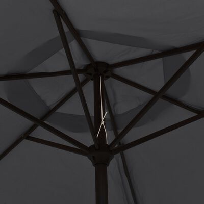 vidaXL Umbrelă de soare exterior, LED-uri și stâlp oțel, negru, 300 cm