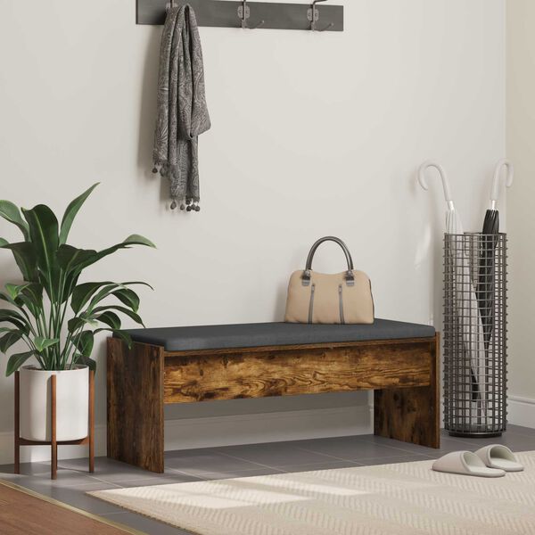 vidaXL Bancă pentru hol cu pernă Stejar fumuriu 103 x 38 x 40 cm