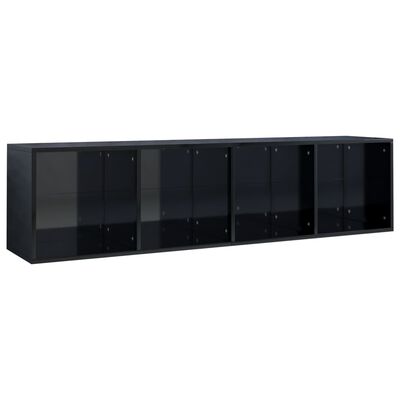 vidaXL Bibliotecă/Comodă TV, negru extralucios, 36x30x143 cm, PAL