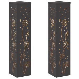 vidaXL Lumină LED Solară pentru Alei 2 buc. Alb cald 18 x 18 x 80 cm