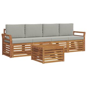 vidaXL Set de canapele de exterior 5 pcs Gri natural și deschis