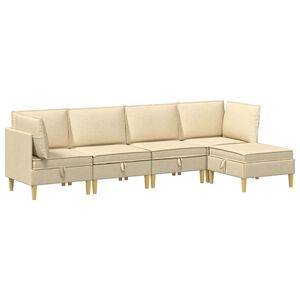 vidaXL Set de canapea modulară cu spațiu de stocare 5 buc. Crem