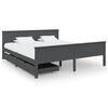vidaXL Cadru pat cu 2 sertare, gri &icirc;nchis, 180x200 cm, lemn masiv pin