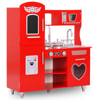 vidaXL Bucătărie de jucărie pentru copii, roșu, 84 x 31 x 89 cm, MDF