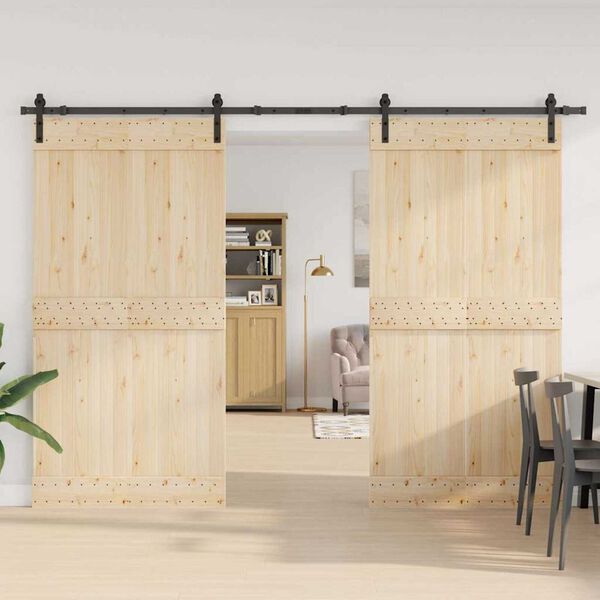 vidaXL Set feronerie pentru uși glisante, negru, 305 cm, oțel