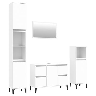 vidaXL Set mobilier de baie, 4 piese, alb, lemn compozit
