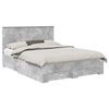 vidaXL Cadru de pat Gri din beton 150 x 200 cm Lemn prelucrat