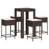 vidaXL Set mobilier bar de grădină cu perne, 5 piese, maro, poliratan