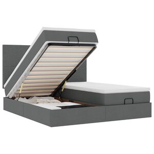 vidaXL Cadru de pat otoman cu saltele țesătură gri &icirc;nchis 200x200cm