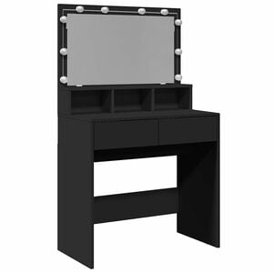 vidaXL Masă de toaletă cu LED, negru, 80x41x134,5 cm
