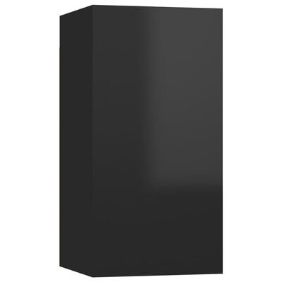 vidaXL Dulap TV 4 buc negru extralucios, 30,5x30x60 cm, lemn prelucrat