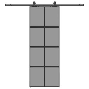 vidaXL Ușă glisantă cu set feronerie neagră 76x205cm sticlă securizată
