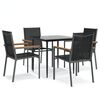 vidaXL Set mobilier de grădină, 5 piese, negru, textilenă și oțel