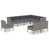 vidaXL Set mobilier de grădină cu perne, 9 piese, gri, poliratan