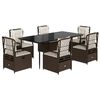 vidaXL Set mobilier de grădină cu perne, 7 piese, maro, poliratan