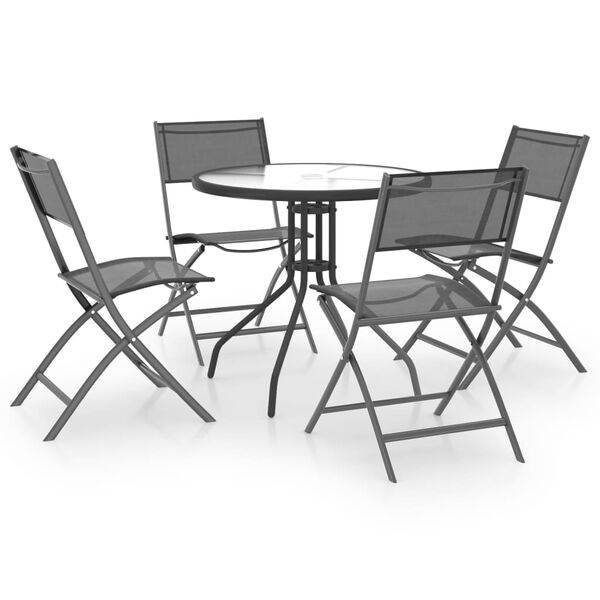 vidaXL Set mobilier de exterior, 5 piese, oțel