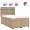 vidaXL Pat box spring cu saltea, cappuccino, 160x200cm piele ecologică