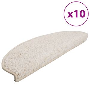 vidaXL Covorașe pentru scări, 10 buc., 65x21x4 cm, alb, semirotunde, mari