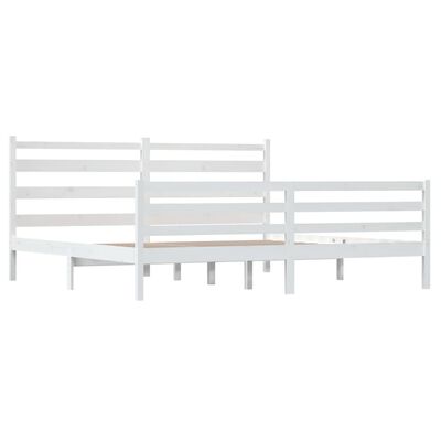 vidaXL Cadru de pat, 200x200 cm, lemn masiv de pin, alb