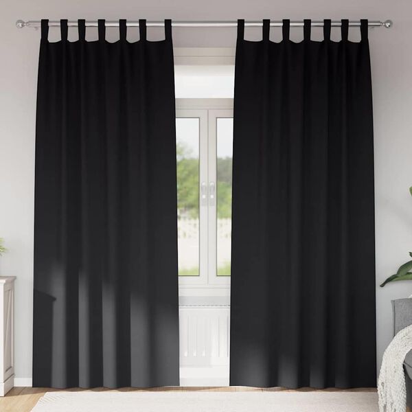 vidaXL Perdele Opaque cu Inel 2 pcs Negru 260 x 140 cm Poliester