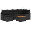 vidaXL Set de canapele pentru grădină cu pernă 7 pcs Negru Rattan poli