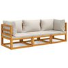 vidaXL Set mobilier grădină, perne gri deschis, 3 piese, lemn masiv