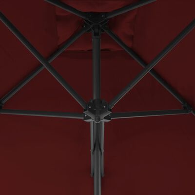 vidaXL Umbrelă de exterior cu stâlp din oțel, bordo, 250x250x230 cm