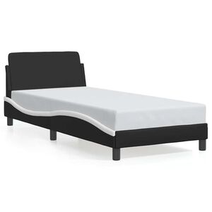 vidaXL Cadru de pat, Dover, negru și alb, 90x200 cm piele ecologică