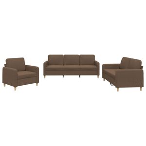 vidaXL Set de canapele cu perne, 3 piese, maro, textil