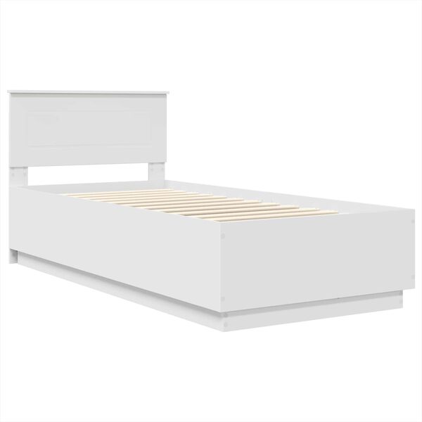vidaXL Cadru de pat cu headboard Alb 100 x 200 cm Lemn compozit