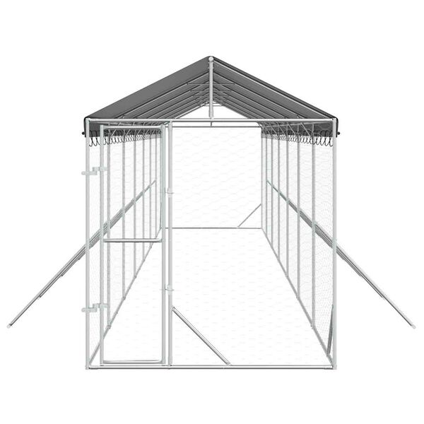 vidaXL Padoc exterior cu acoperiș argintiu 2x14x2,5 m oțel galvanizat