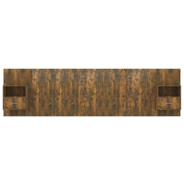 vidaXL Tăblie de pat cu dulapuri, stejar fumuriu, lemn prelucrat