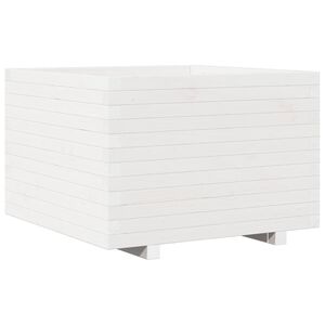 vidaXL Jardinieră de grădină, alb, 70x70x49,5 cm, lemn masiv de pin