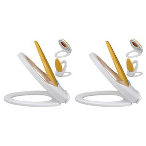 vidaXL Capace WC &icirc;nchidere silențioasă, 2 buc., alb & galben, plastic