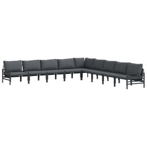 vidaXL Set de canapele pentru grădină 9 buc. Negru Oțel