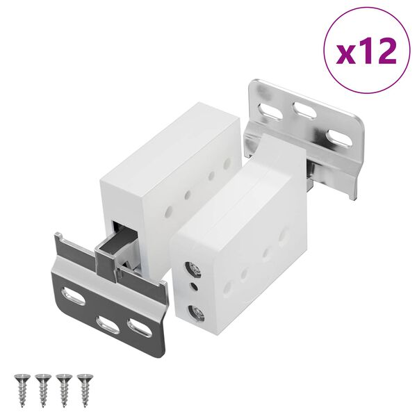 vidaXL Suport de suspendare pentru cabinet 12 pcs Alb 70 x 48 x 19 mm