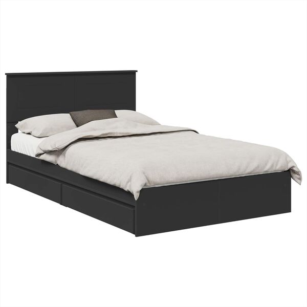 vidaXL Pat cu storage cu headboard Negru 135 x 190 cm Lemn compozit
