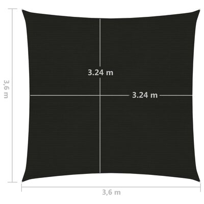 vidaXL Pânză parasolar, negru, 3,6 x 3,6 m, HDPE, 160 g/m²