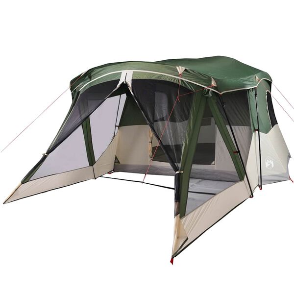 vidaXL Cort de camping cu verandă 4 persoane, verde, impermeabil
