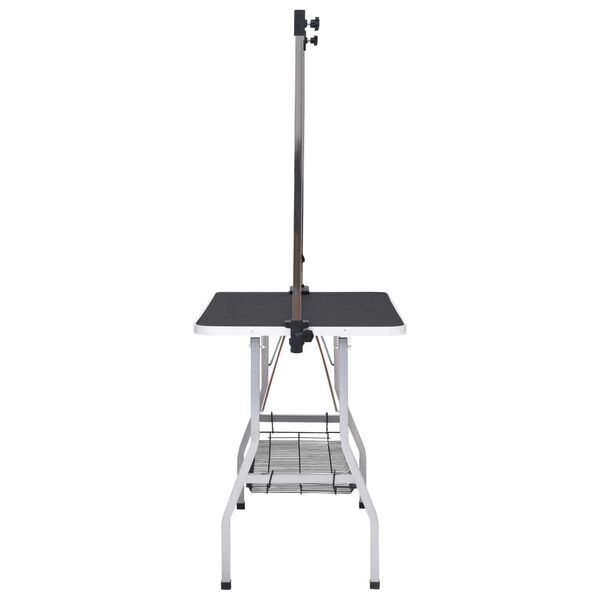 vidaXL Masă reglabilă pentru &icirc;ngrijirea c&acirc;inilor cu 2 lese și coș